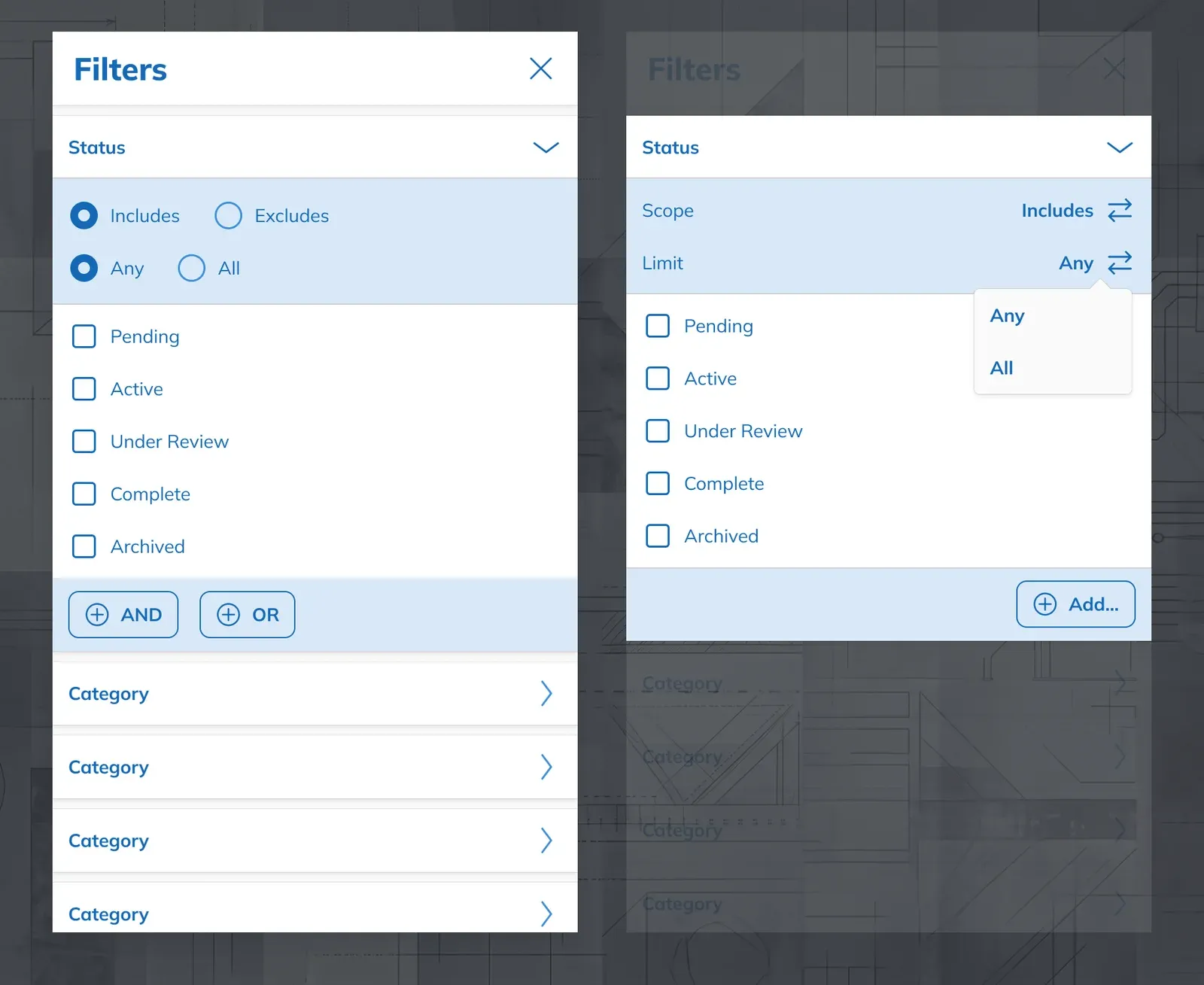 The Unified approach, where every filter exposes advanced options and basic logic is simply the default.