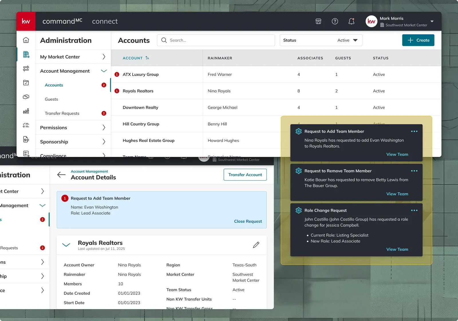 Requirements documentation for the Team Management experience, specifying states and behaviour for the build teams.